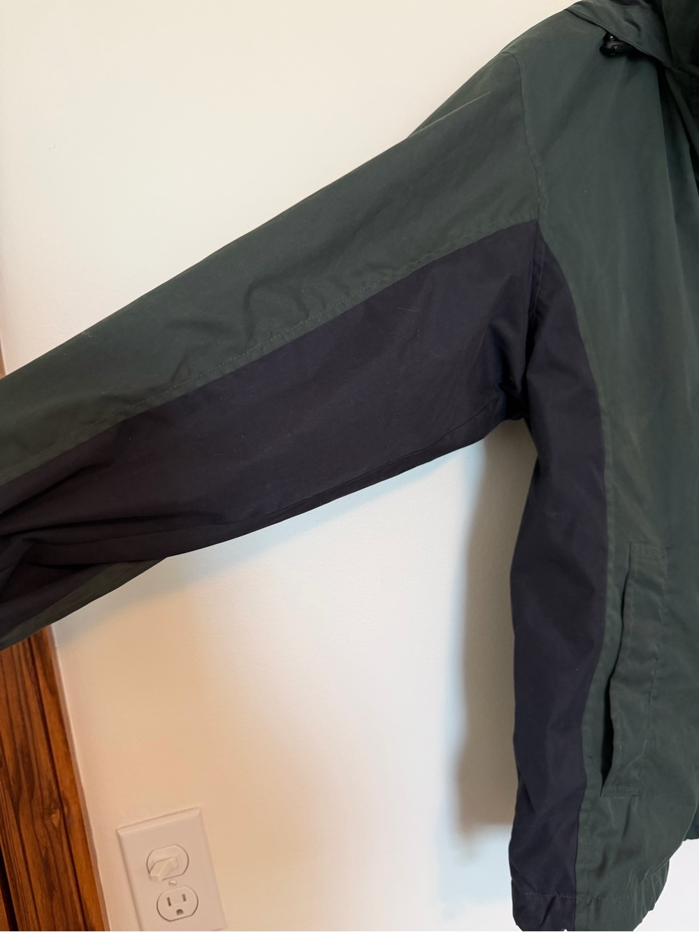 Vintage Chaps Ralph Lauren Men’s L Hooded Windbreaker Jacket Green Navy 90s - Picture 4 of 6